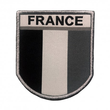 Ecusson militaire drapeau France gris chez www.equipements-militaire.com